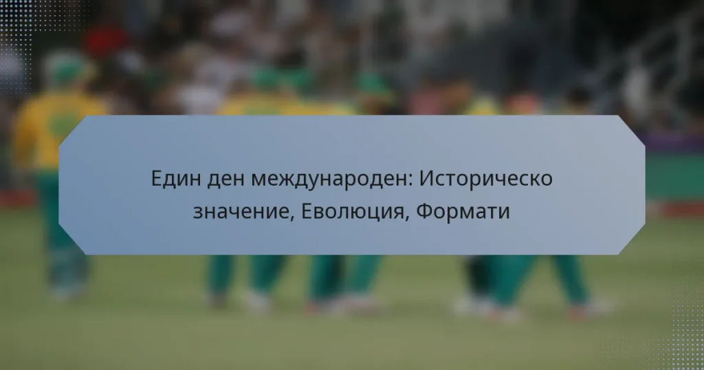 Един ден международен: Историческо значение, Еволюция, Формати