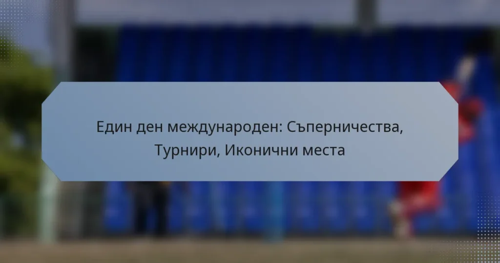 Един ден международен: Съперничества, Турнири, Иконични места