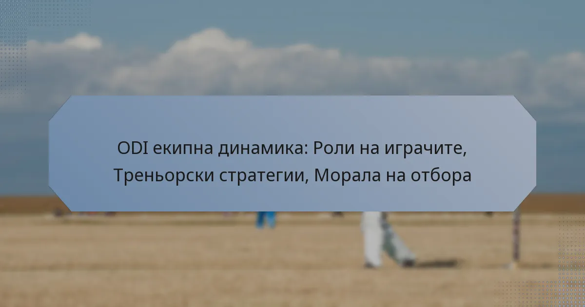 ODI екипна динамика: Роли на играчите, Треньорски стратегии, Морала на отбора