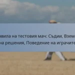 Правила на тестовия мач: Съдии, Вземане на решения, Поведение на играчите