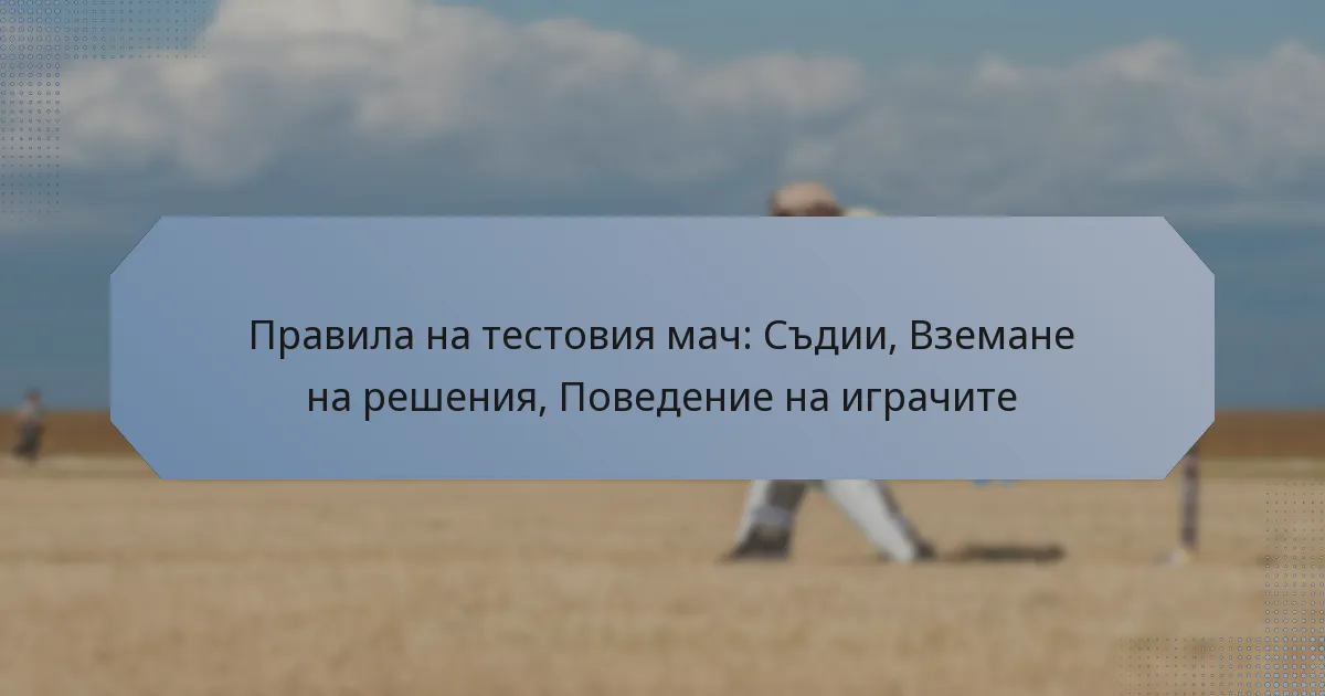 Правила на тестовия мач: Съдии, Вземане на решения, Поведение на играчите