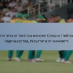 Статистика от тестови мачове: Средни стойности, Партньорства, Резултати от мачовете