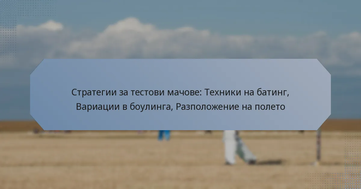 Стратегии за тестови мачове: Техники на батинг, Вариации в боулинга, Разположение на полето
