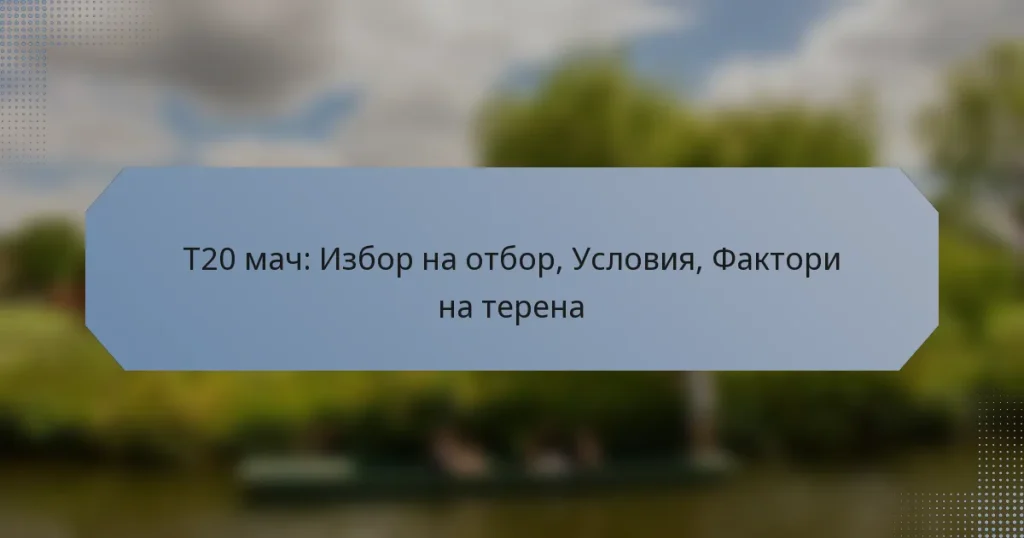 T20 мач: Избор на отбор, Условия, Фактори на терена