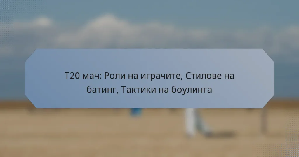 T20 мач: Роли на играчите, Стилове на батинг, Тактики на боулингa
