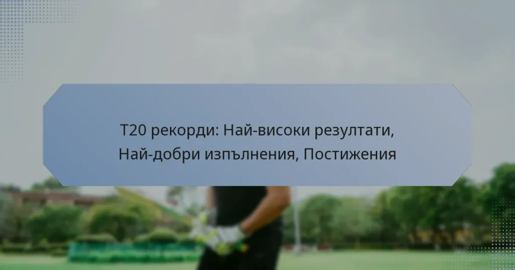 T20 рекорди: Най-високи резултати, Най-добри изпълнения, Постижения