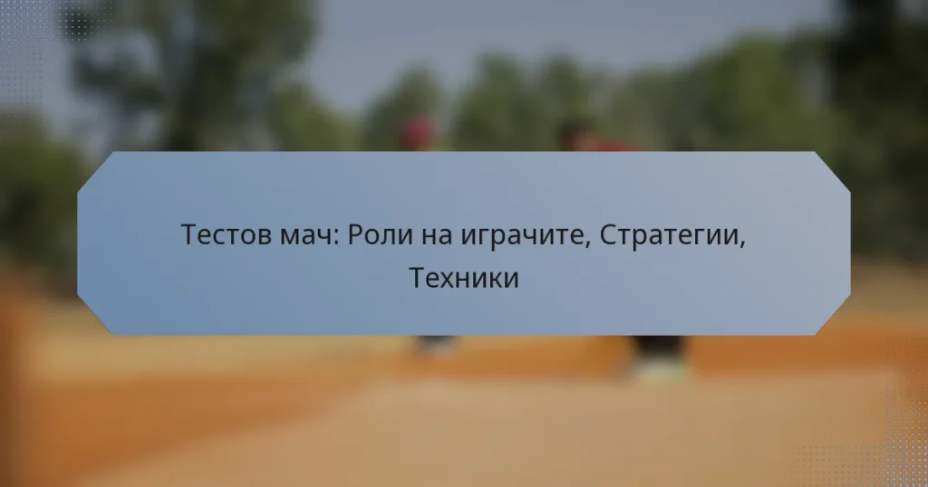 Тестов мач: Роли на играчите, Стратегии, Техники