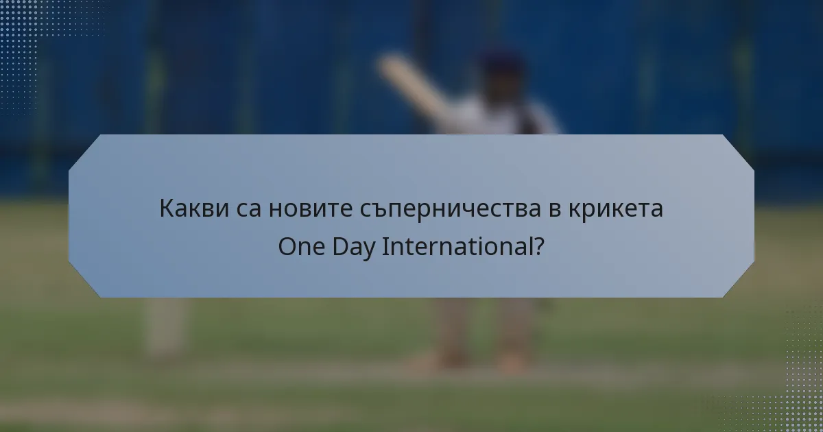 Какви са новите съперничества в крикета One Day International?