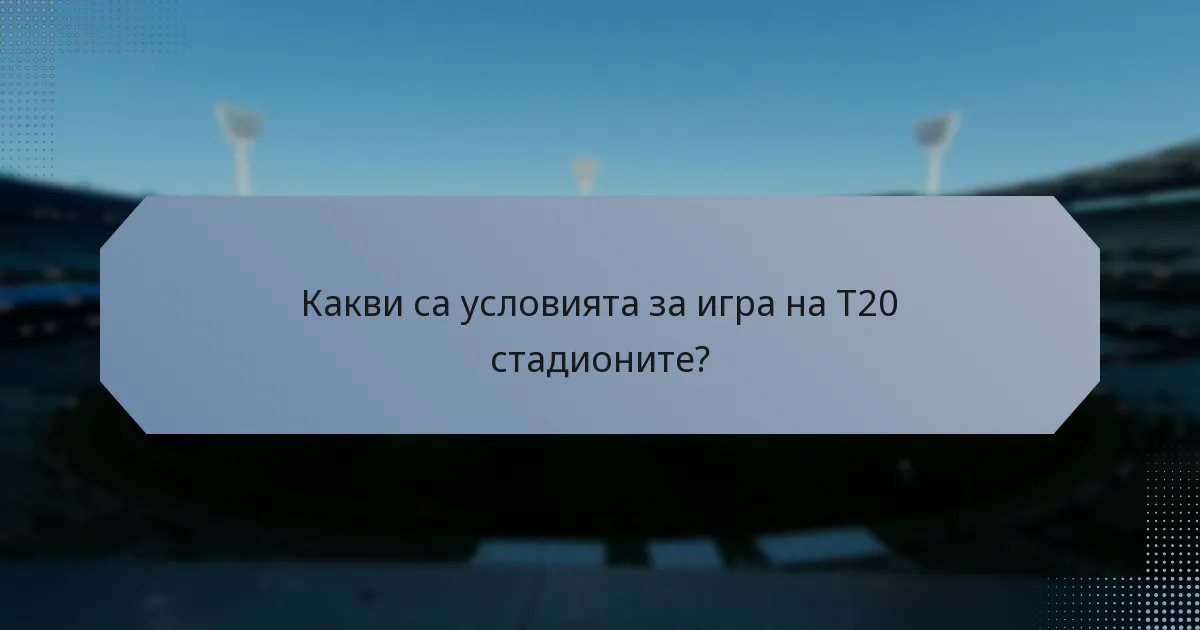 Какви са условията за игра на T20 стадионите?