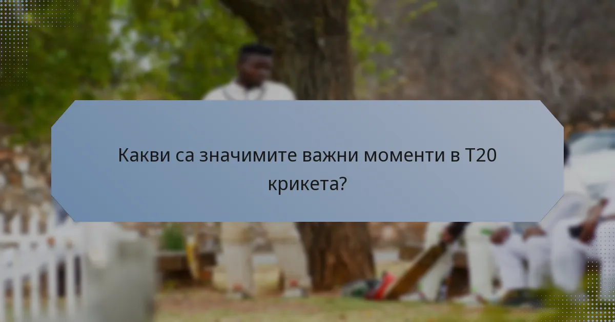 Какви са значимите важни моменти в T20 крикета?