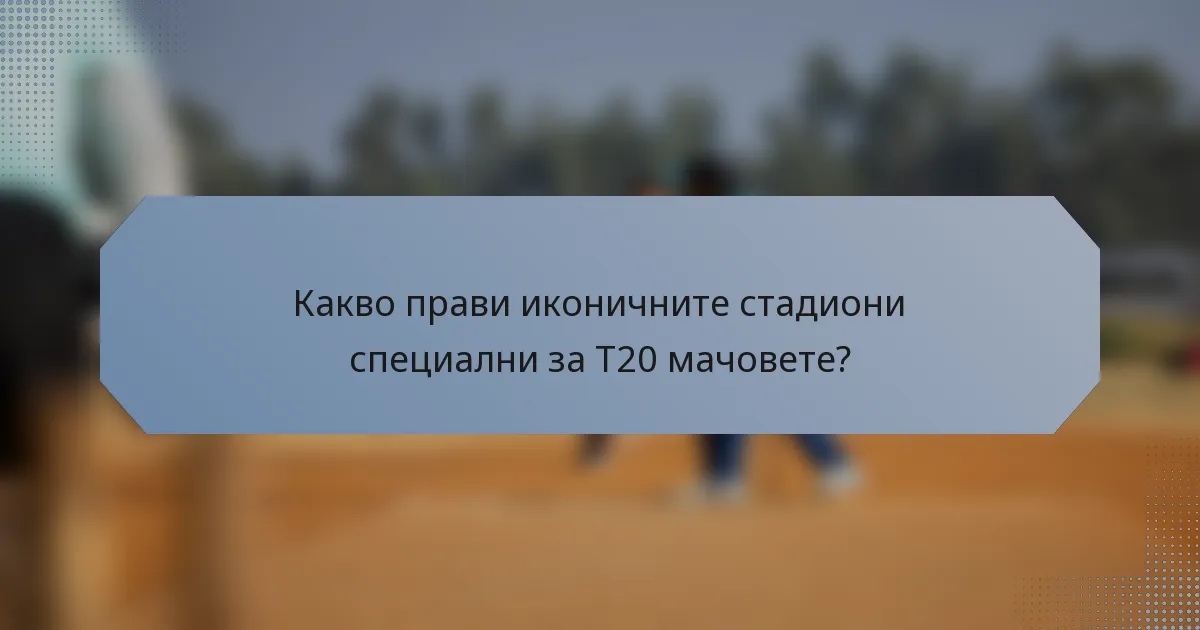 Какво прави иконичните стадиони специални за T20 мачовете?