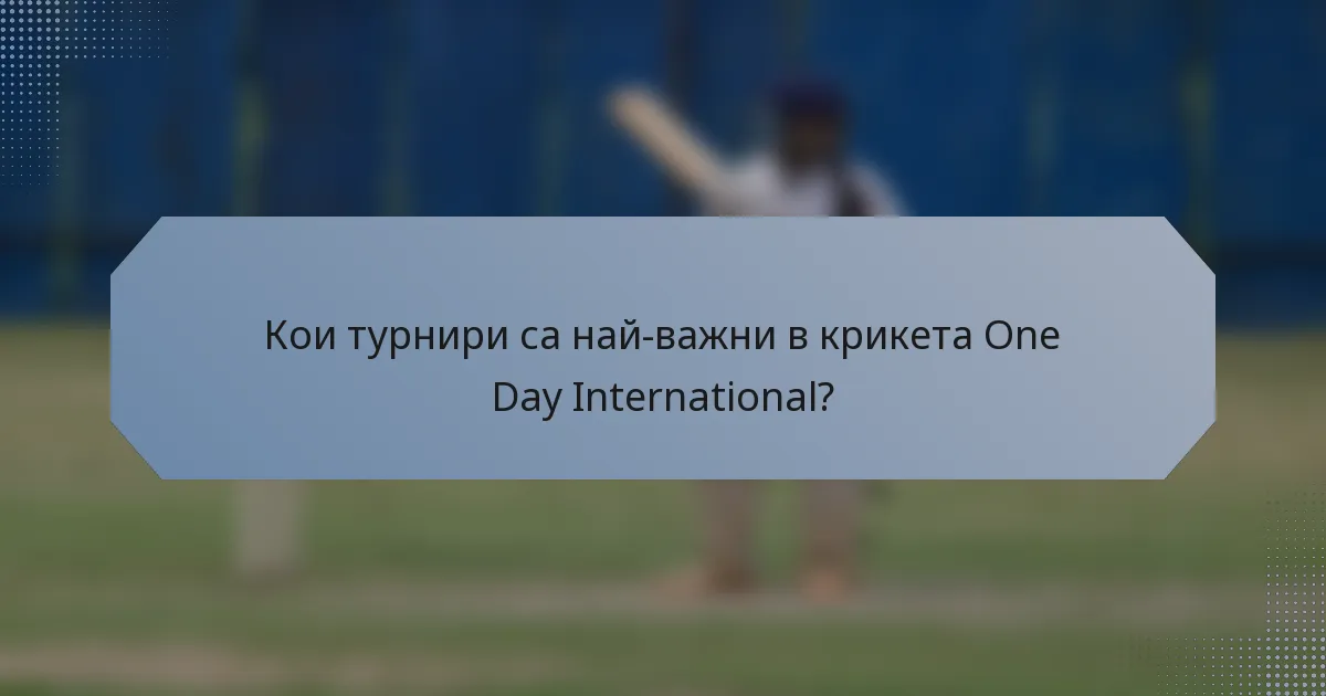 Кои турнири са най-важни в крикета One Day International?